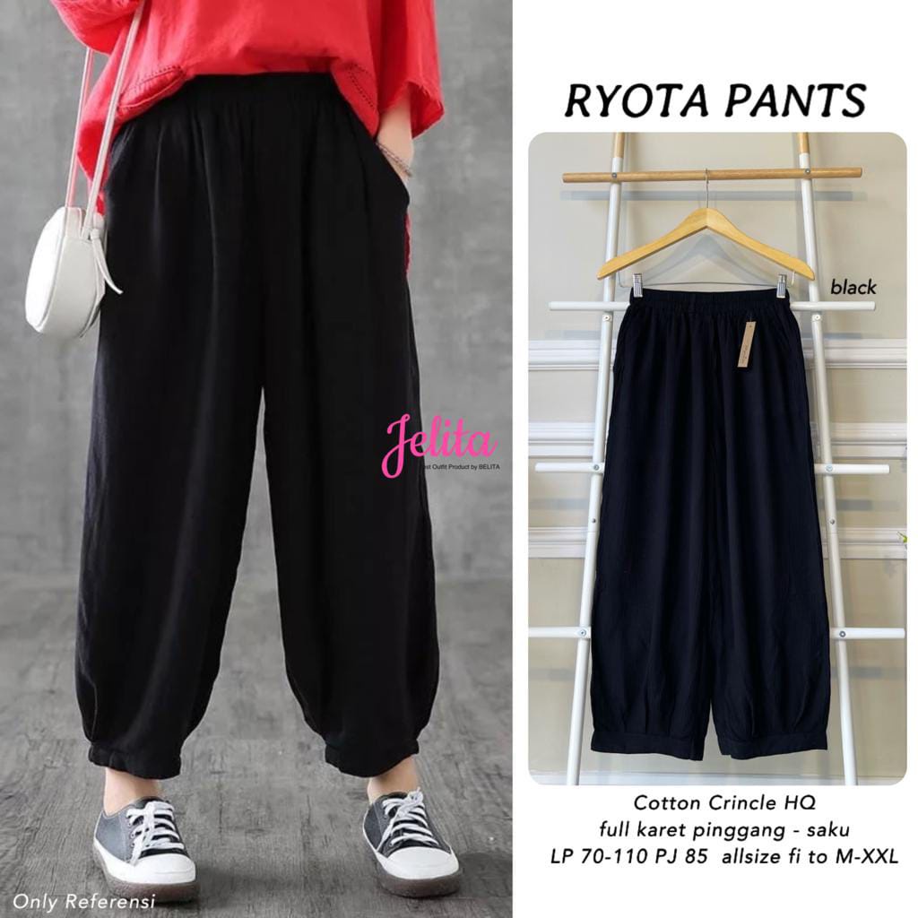 Ryota Pants Celana Boyfriend Wanita Rayon Crincle Lidi