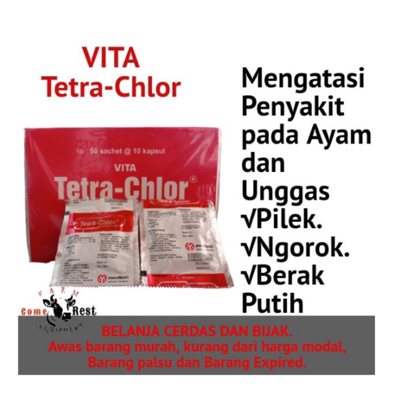 VITA Tetra-Chlor 10 kapsul|Obat ayam pilek, ngorok, CRD