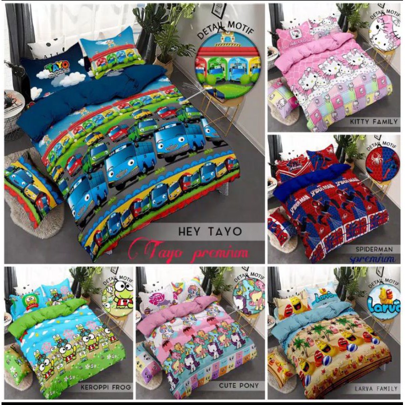 sprei karakter bahan katun halus uk 180 x 200 MOTIF SEMUA READY