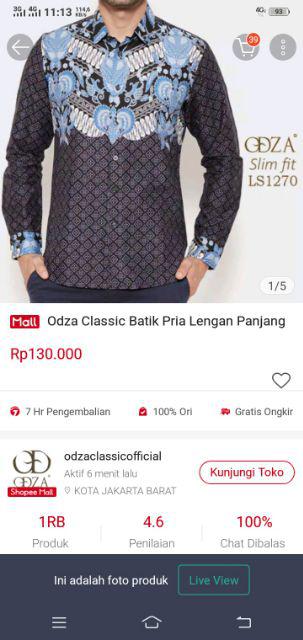 Odza Classic Kemeja Batik Solo Lengan Panjang Baju Pria Sogan Slim Fit