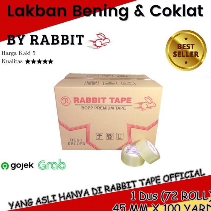

(Khusus Gojek) Lakban Bening / Coklat RABBIT TAPE 2 inch x 100 Yard