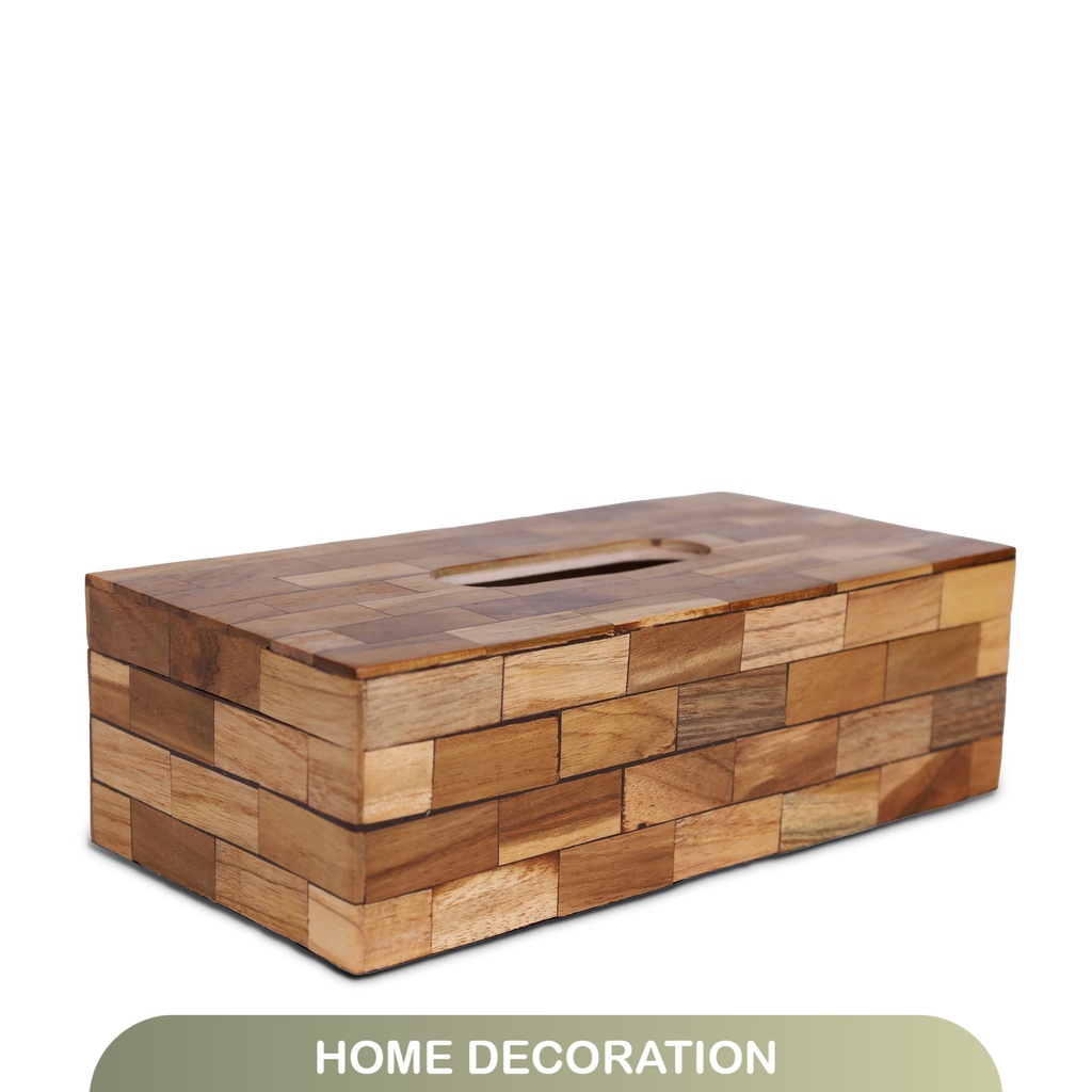 Kotak Tisu Kayu Natural Estetik untuk Dekorasi Rumah Minimalis 24x12x7.5 cm