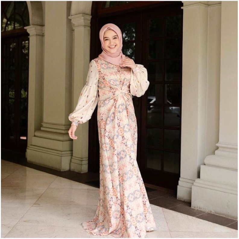 Ready Stok - SIAP KIRIM- Tie Dye Dress Vanilla Hijab