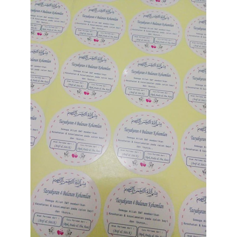 

Cetak Stiker Tasyakuran 4 Bulan Kehamilan - Aqiqah Bahan Stiker Cromo