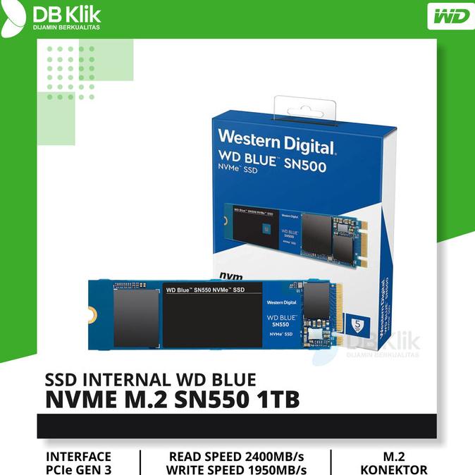 SSD WD Blue 1TB M.2 SN550 NVMe - SSD WD Blue NVMe M.2 SN550 1TB