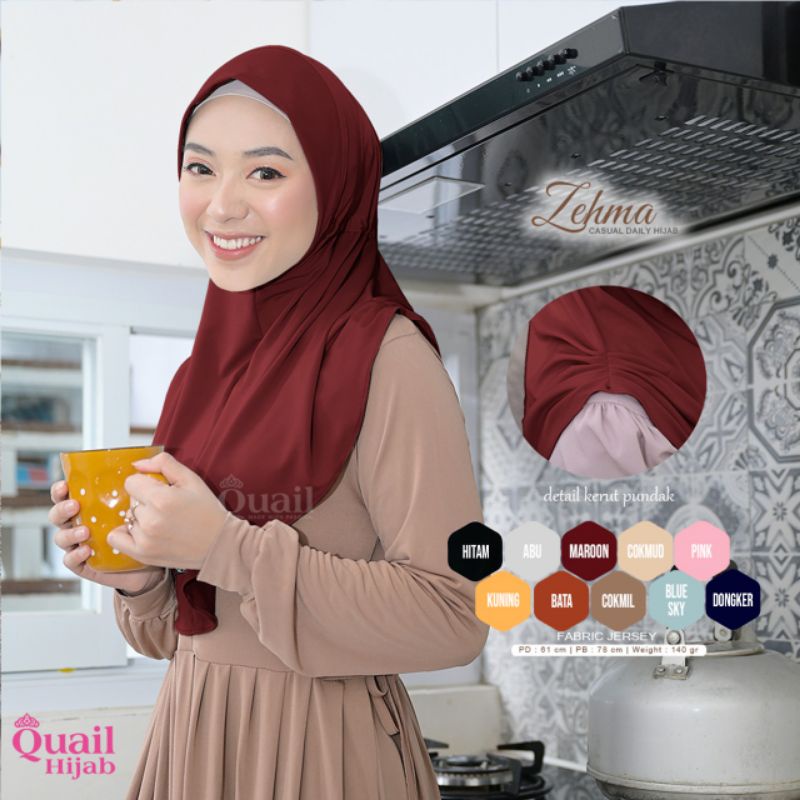 ZEHMA ORIGINAL QUAIL HIJAB | JILBAB QUAIL DAILY | JILBAB JERSEY QUAIL | JILBAB MAROON