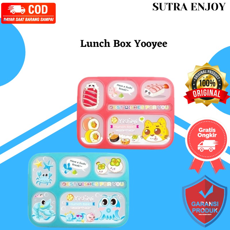 Kotak Makan / Lunch Box Yooyee /yishiyi 5 Sekat Anti Tumpah