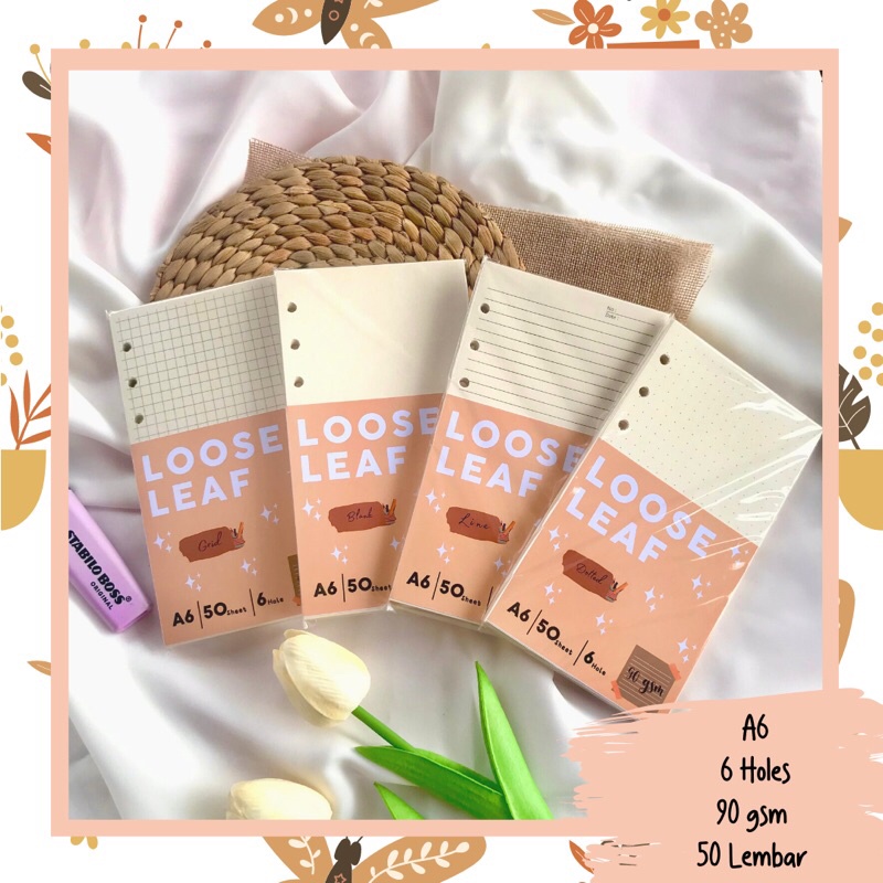 

Loose Leaf A6 6ring Isi Binder Isi Kertas File Refill Binder 6 Holes Lubang Ring Grid Dotted Tebal