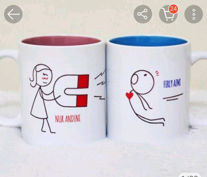 Mug Couple Warna Dalam I Custom Foto, Tulisan, Gambar, Dll