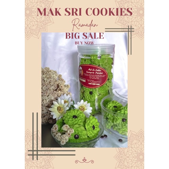 

Promo Kue Lebaran mak sri Murah Premium 100%gula asli semprit pandan toples pendek besar (TP) 500 gram idul fitri