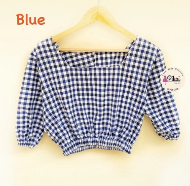 Blouse cewek lucu / blouse katun flanel wanita / blouse korean style / blouse kotak lucu / 2247