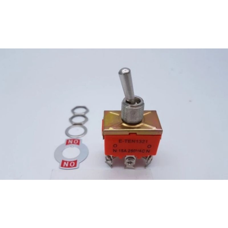 saklar toggle switch dpdt  e Ten 6 kaki 1321 15A 250V volt On-On