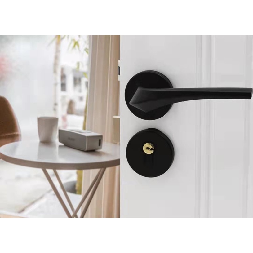 Gagang Pintu 1 set siap pasang, Terbaru Gaya Eropa Handle Lock Door Bedroom Living Room Mechanical Anti-Theft Security Mute Minimalis Handel Premium