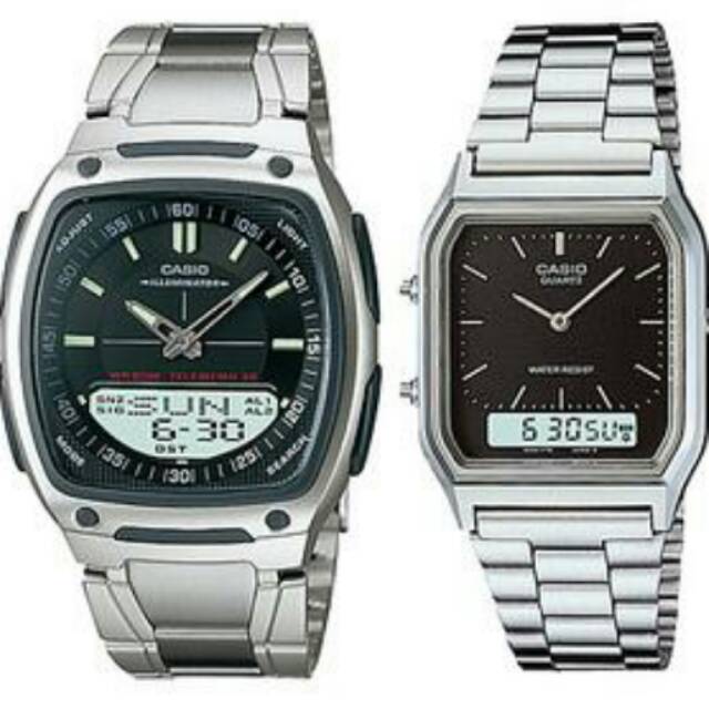 Jam Tangan Casio Original Couple Pria&amp;Wanita AW-81D-1A &amp; AQ-230A-1D (Harga Sepasang)