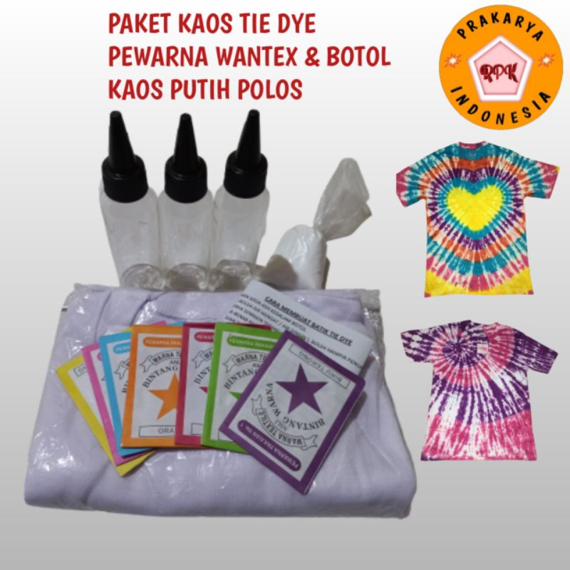 

Paket mewarnai kaos tie dye pewarna wantex dan botol tie dye