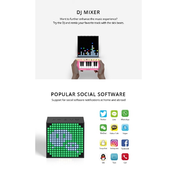 DIVOOM TimeBox-EVO - Portable Bluetooth Speaker Pixel Art LED Display