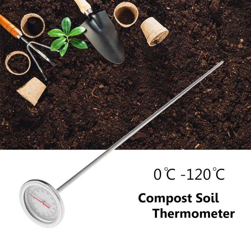 CRE  50cm Premium Stainless Steel Compost Soil Thermometer Garden Backyard 0℃-120℃