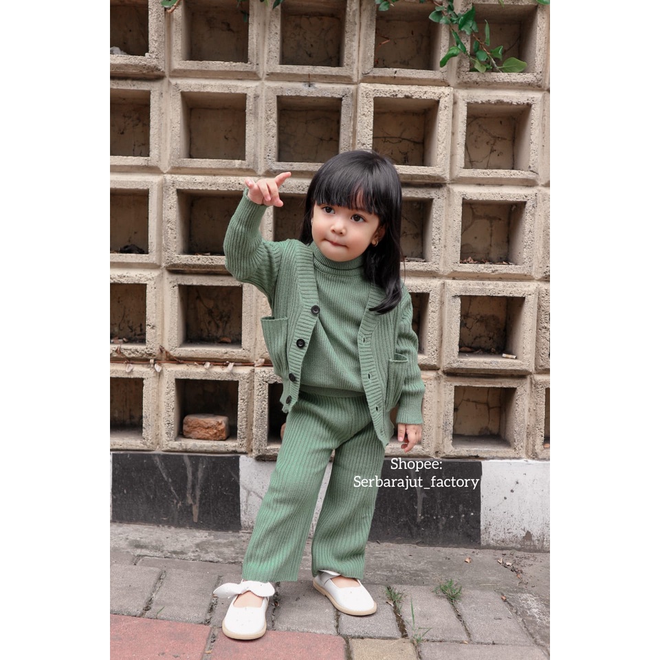 Gevka Cardi set Yura Top &amp; Yoona cullote setelan baju anak/Setelan baju anak perempuan