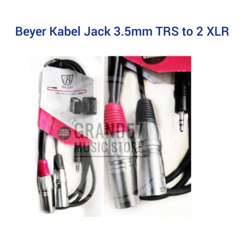 Kabel audio stereo canon jack 3.5mm trs jack hp to 2 xlr male dual xlr