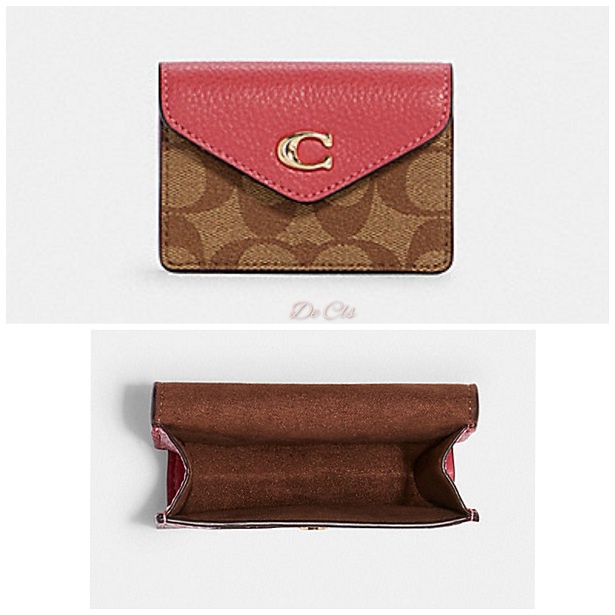 Dompet Coach C6889 Tammie card case sign khaki strawberry haze sz 10x7cm
