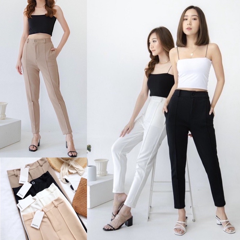 Lookatmeofficial • Celana Basic Daily Pants Bahan Scuba / Office Casual Pants