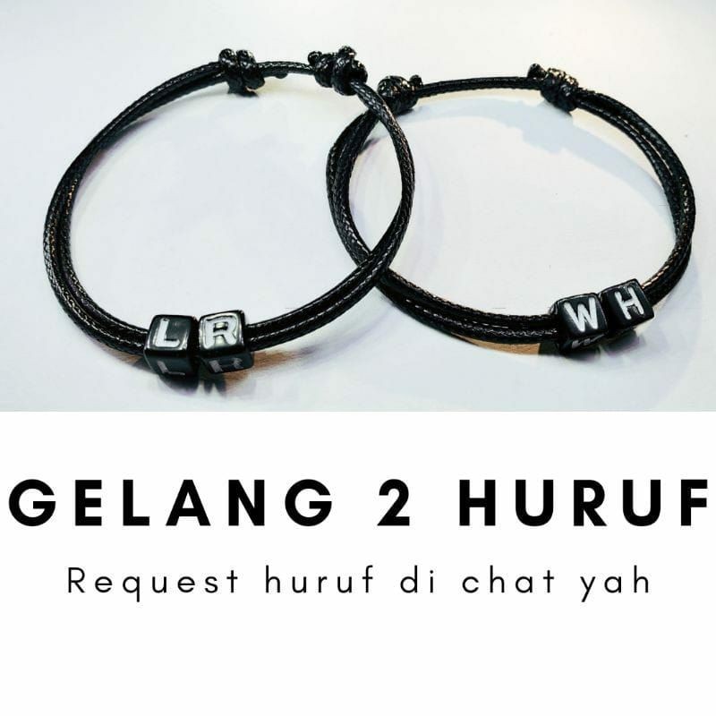 (GRATIS) COSTUM GELANG COUPLE INISIAL(2 Huruf) | anti air |  (beli 10 free gelang polos 1) gelang pe