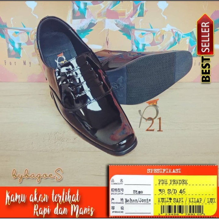 SEPATU DINAS POLRI PDH PDL KULIT ASLI KILAP ORIGINAL TANPA TALI
