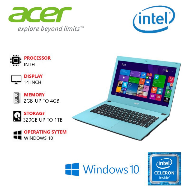 LAPTOP ACER INTEL CELERON - RAM 8GB/ SSD 256GB - Windows 10 "FREE TAS / MOUSE"