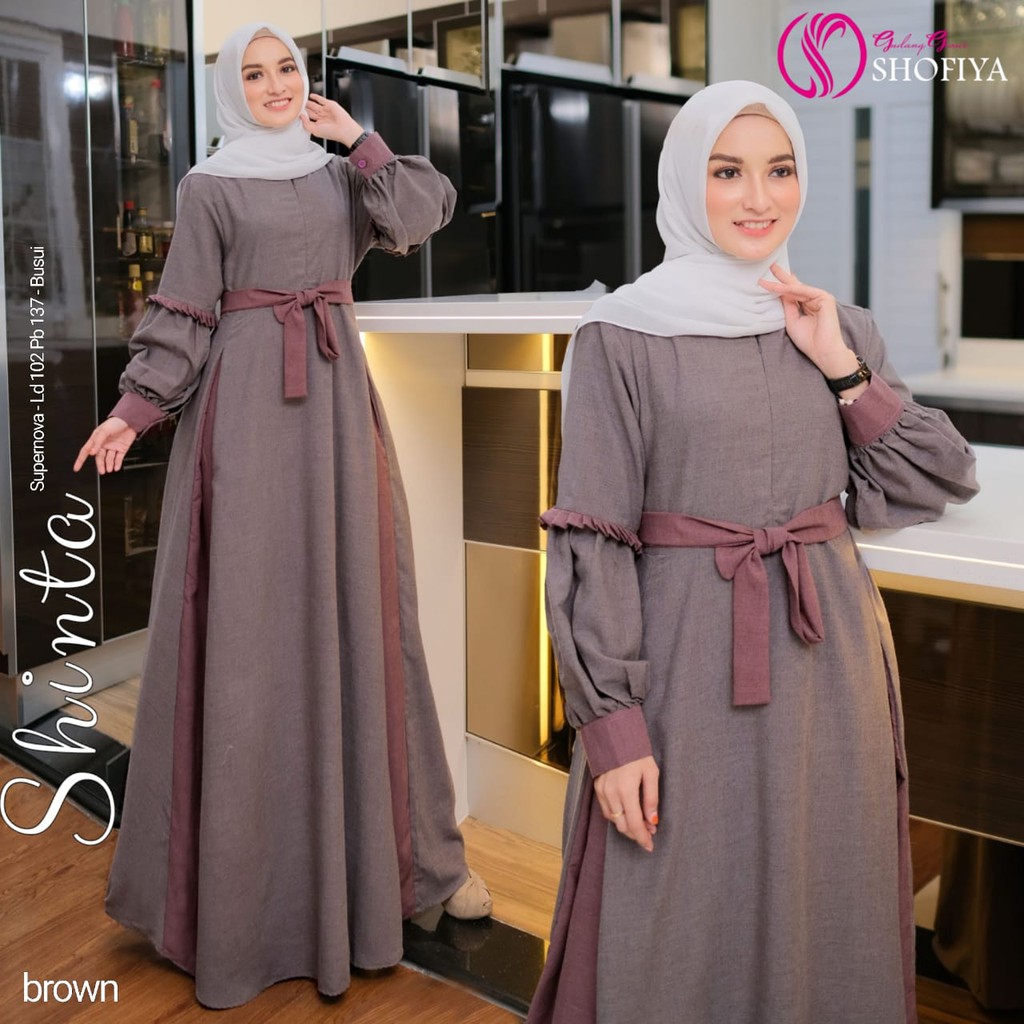 Shinta Baju Gamis Wanita Murah Dress Wanita Muslim Remaja Kekinian Gamis Motif Busui Shofiya Terbaru