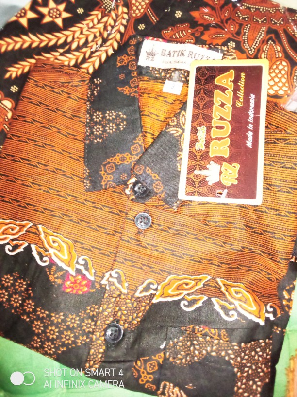 Ruzza Batik Anak Ukuran 0-15 Tahun Kemeja Motif Sekar Jagad Sogan Coklat Baju Laki-laki