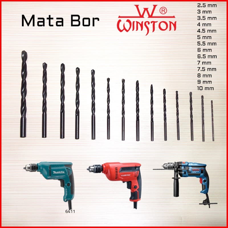 Mata Bor Besi Baja Aluminium Winston 6 mm for BOSCH MAKITA MAKTEC