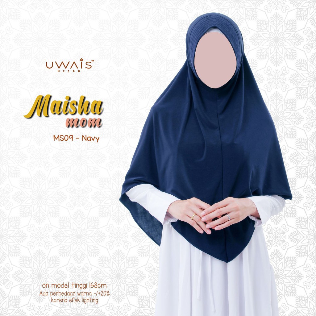 JILBAB INSTAN BERGO MAISHA KERUDUNG KAOS JERSEY  POLOS ANTEM UWAIS HIJAB SYARI TERBARU BEST SELLER-Navy