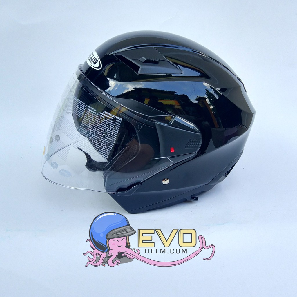 HELM ZEUS 611 BLACK ORIGINAL HELM ZEUS ZS611 SOLID BLACK HALFFACE BLACK METALIC