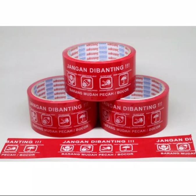 

Lakban Fragile / Warna Merah 2Inch 48Mm 50 Yard Micron 50 rod14 Juara