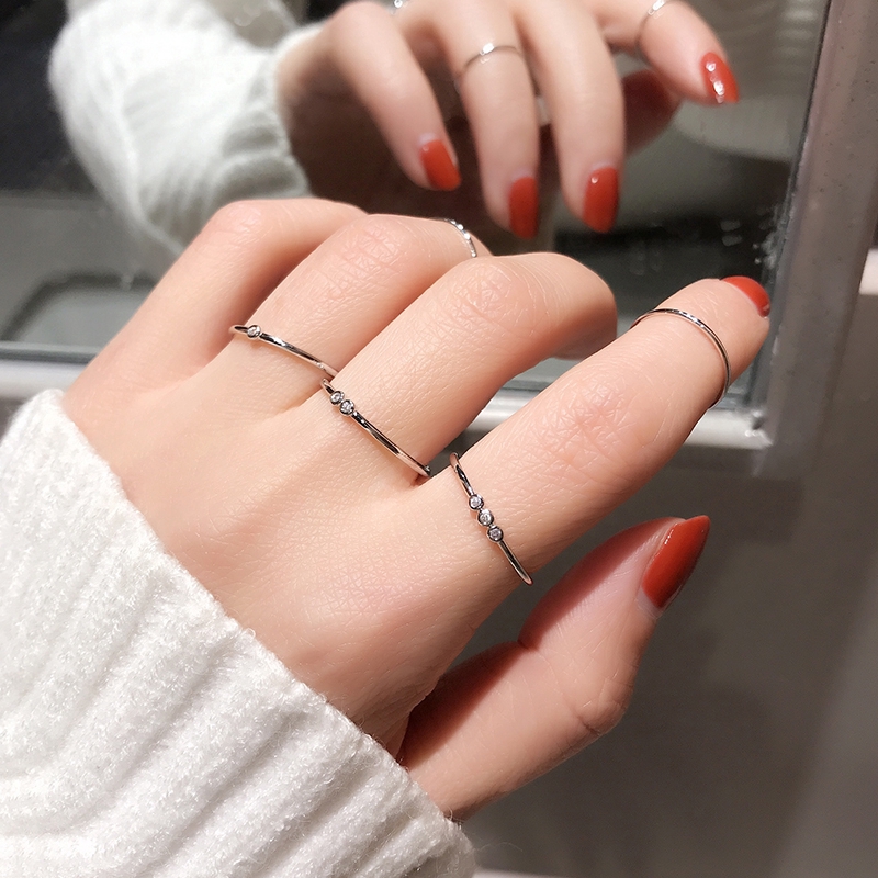 XiaoboACC 5Pcs / Set Cincin Jari Aneka Bentuk Warna Silver Gaya Korea untuk Wanita