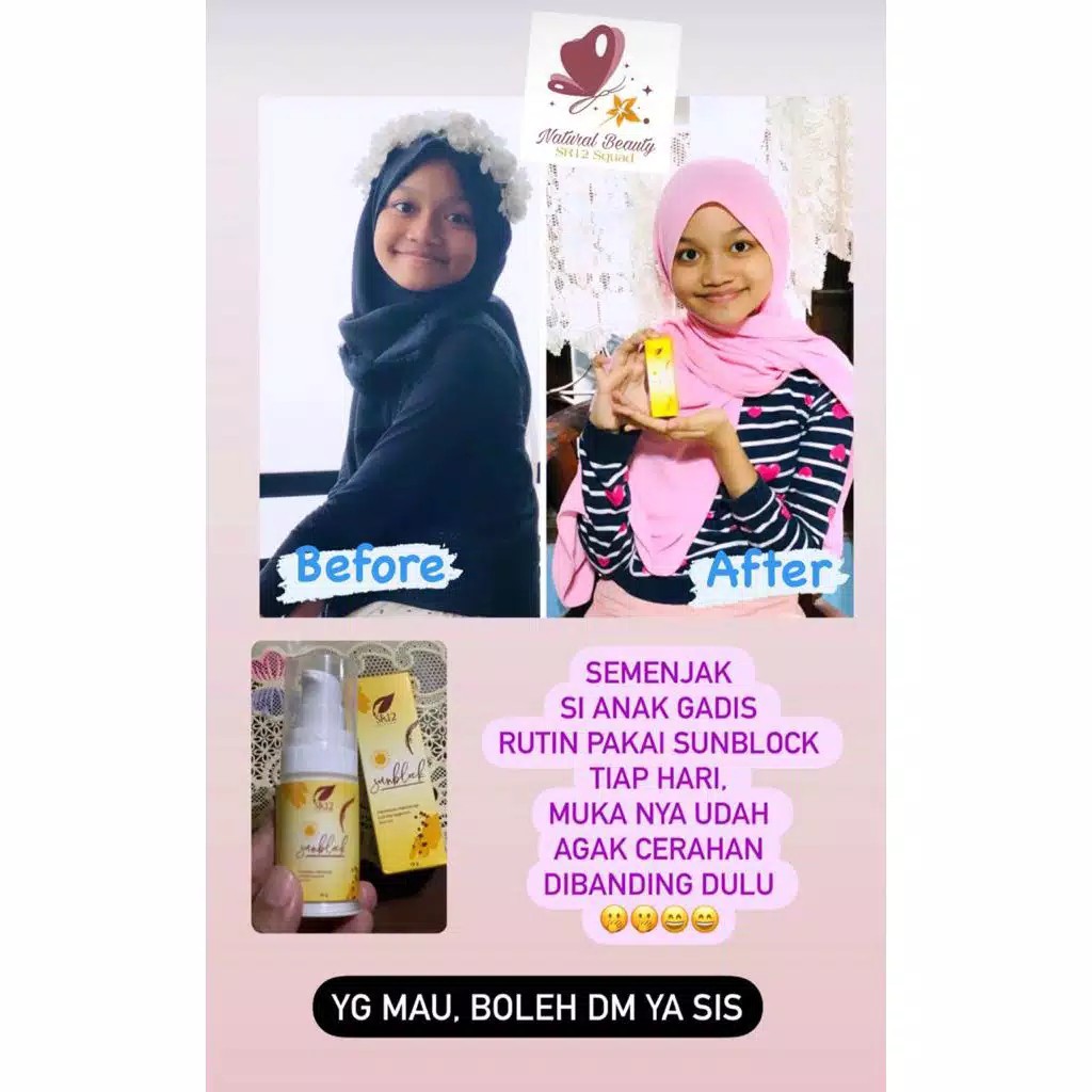 SUNBLOCK SR12 BPOM / PELIUNDUNG SINAR UV A &amp; B SPF 30++ / PELEMBAB DAN PENCERAH WAJAH