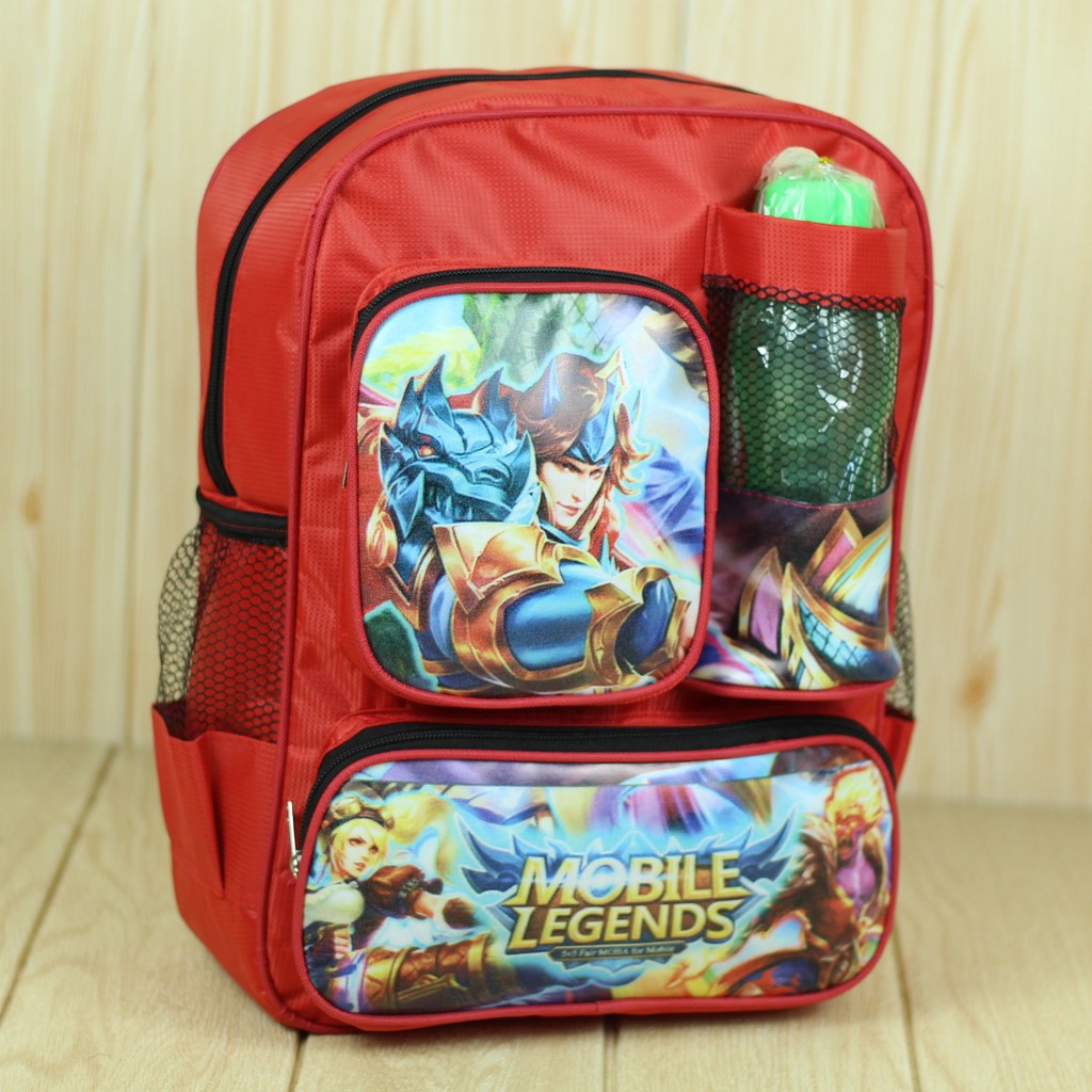 BONUS BOTOL MINUM Tas Ransel Anak Laki Laki Back Pack Sekolah Motif Mobile Legend Merah Keren Awet