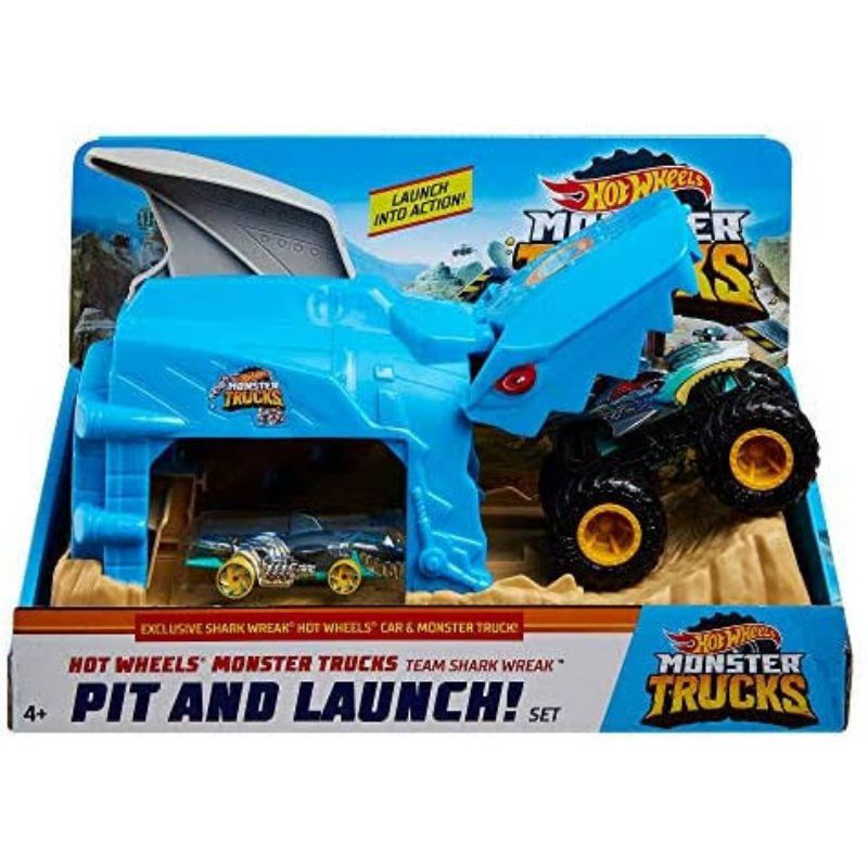 Hot Wheels, monster truck pit and launch. ada 1 mobil monster truck dan 1 hotwheel bonus.