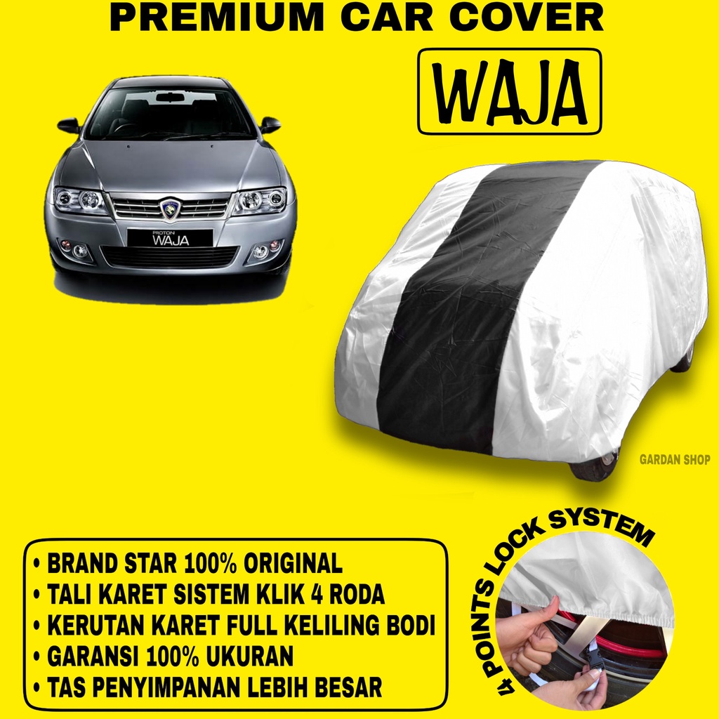 Body Cover WAJA SILVER HITAM Penutup Bodi Mobil Waja Waterproof PREMIUM
