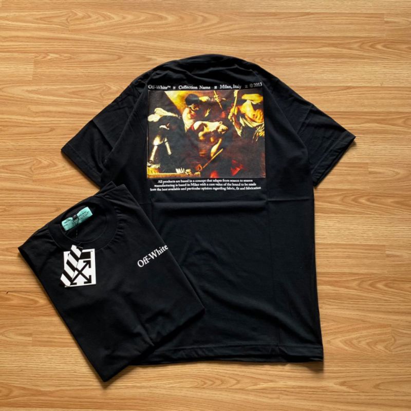 BAJU KAOS OFF WHITE CARRAVAGIO MILAN ITALY BLACK