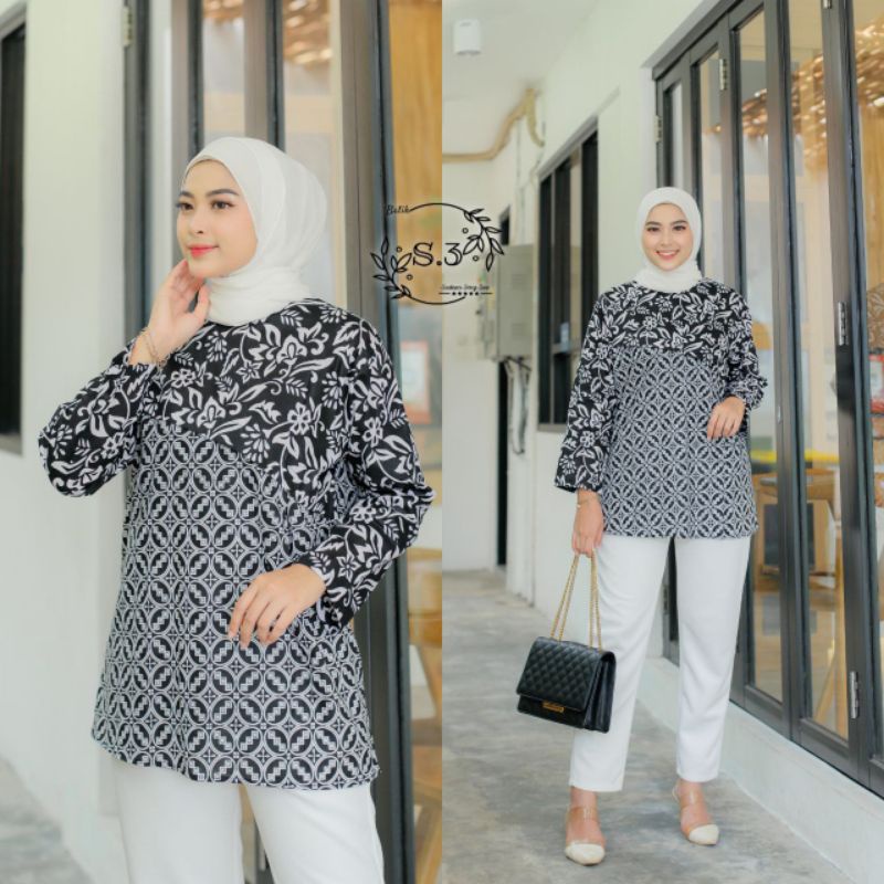 Blus Batik Kekinian - Tunik Batik Terbaru - Zara Blouse