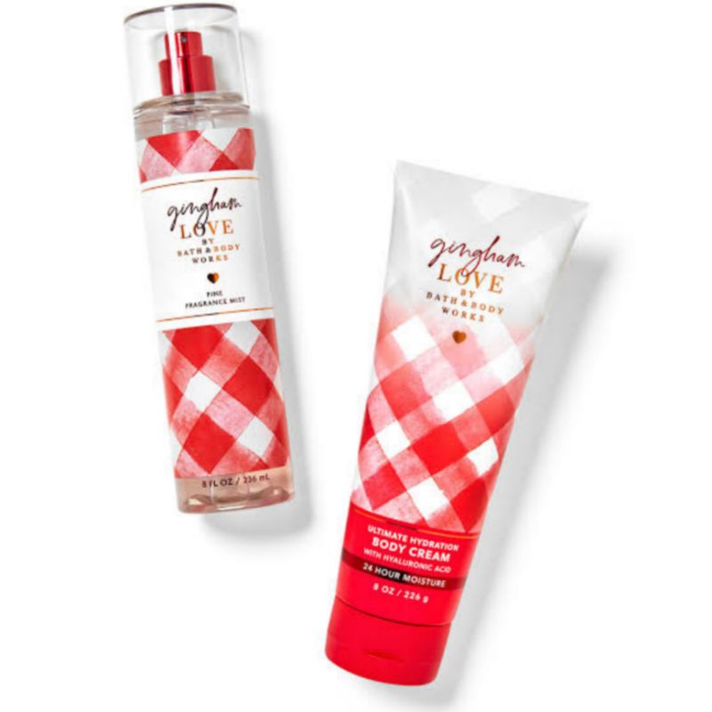 BATH &amp; BODY WORKS BBW GINGHAM LOVE SERIES BODY MIST LOTION MIST LOTION SHOWER GEL BODY CREAM HAND CREAM SHOWER GEL BODY CREAM LOTION MIST WASH WALLFLOWER ROOMSPRAY SCENTPORTABLE GENTLE GEL DEEP CLEANSING GENTLE FOAMING CREAMY LUXE