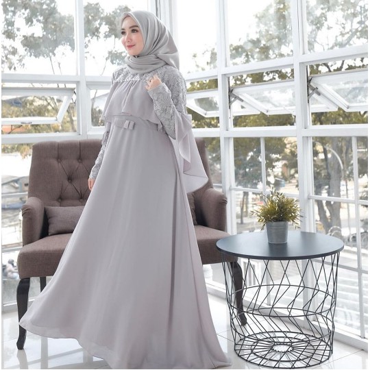 Baju Gamis Muslim Terbaru 2020 2021 Model Baju Pesta Wanita kekinian Bahan Brokat Kondangan remaja