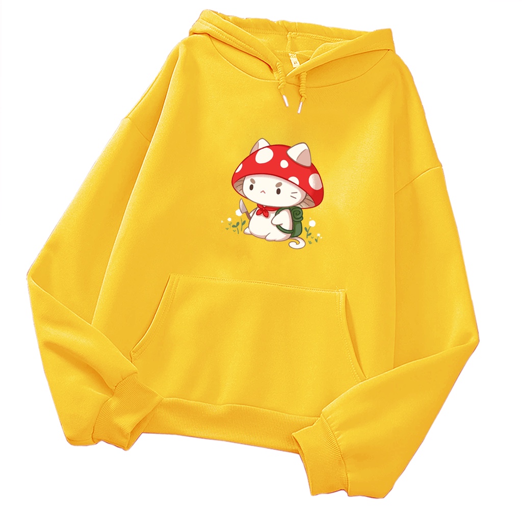 Sweater hoodie anak perempuan MUSHROOM CAT sweter anak cewek cowok murah