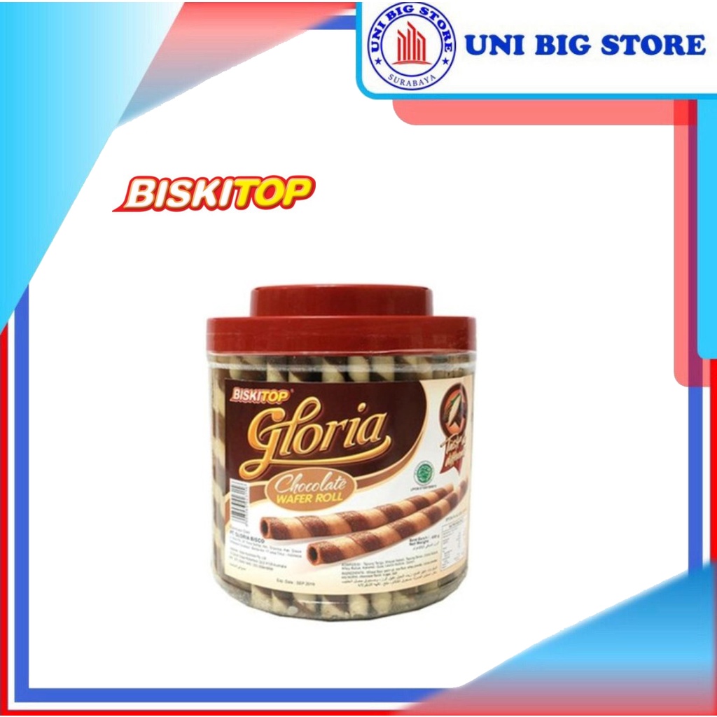 

Biskitop Gloria Wafer Roll Chocolate 500 g Astor Biskuit Stik Coklat