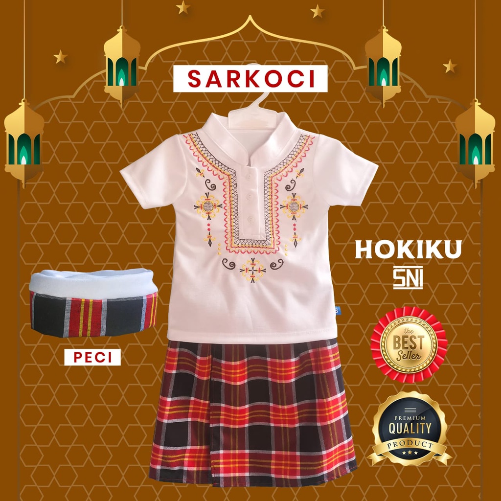 SPESIAL IDUL ADHA HOKIKU SARKOCI SARUNG PECI BAJU KOKO 3 in 1 BAJU KOKO BAYI PAKAIAN MUSLIM BAYI SARKOCI BAJU LEBARAN BAYI SNI