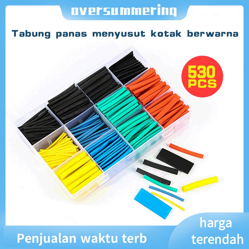 530 Pcs Heat Shrink Tube Isolasi Bakar Kabel Selang Bakar Selongsong Bakar Selang Bakar Warna Warni