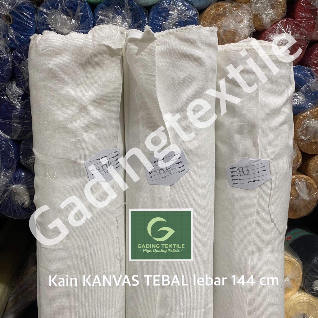 ( per setengah meter ) kain KANVAS TEBAL canvas gray greige lebar 144 cm warna putih beras BW meteran bahan diy tas totebag tote goodie bag souvenir alas sepatu dekorasi dekor tirai hordeng gorden alas piknik kerajinan tangan printing sublime sublim