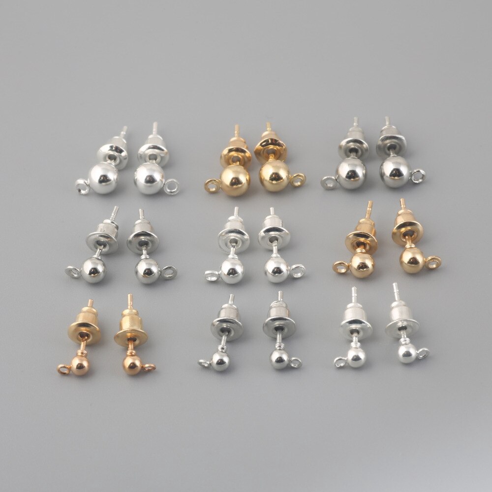 50 Pcs Pin Anting Stud Bahan Logam Untuk Aksesoris