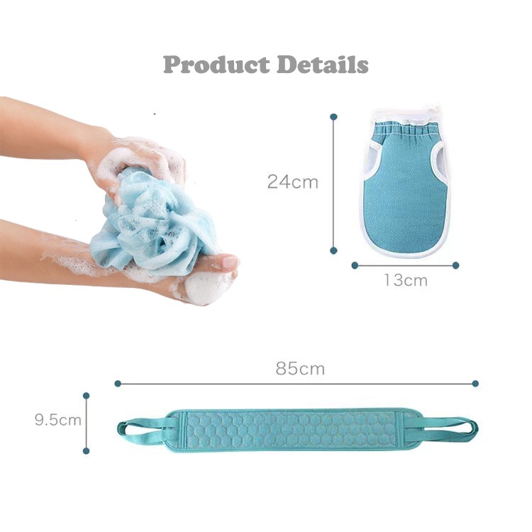 Bath Set Perlengkapan Mandi 4 in 1/ Shower Puff / Sikat Punggung / Lap Daki